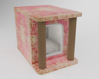 Lit pour chat au design authentique, Nichoir avec coussin, Oreiller pour chat, Matériaux adaptés aux animaux de compagnie, Meubles pour chats, Nichoir polyvalente pour animaux de compagnie, Grotte pour animaux de compagnie