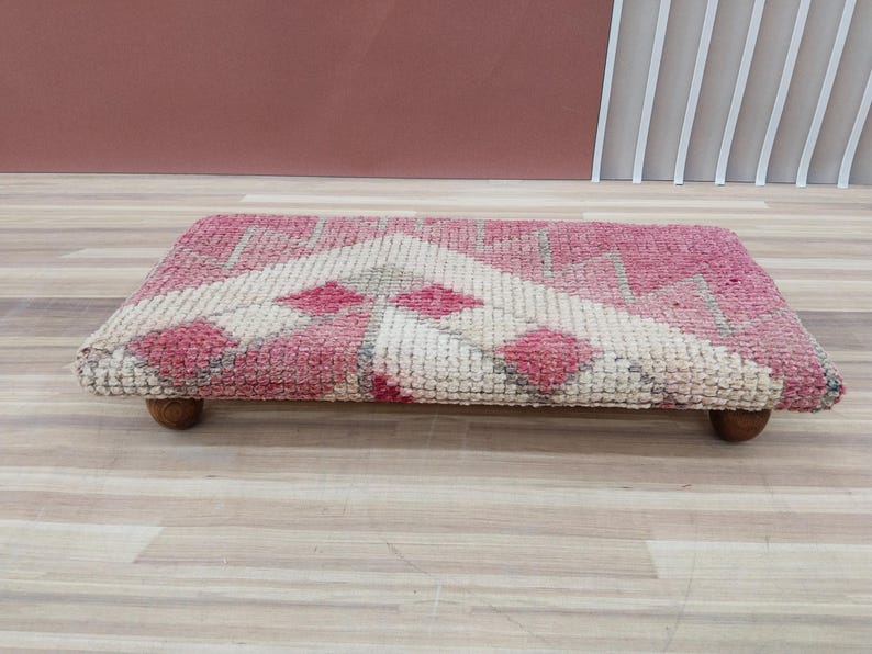 Handmade wooden bench, Kilim upholstered shoe organizer, Rustic storage ottoman, Entryway step stool, Mudroom shoe rack, RS Stepstool 59