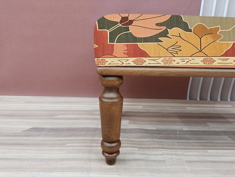 Fall color bench, Flower print bench, Nomadic bench, Piano chair, Ottoman mid table, Artistic bench, Hallway shoe bench, Chic decor, RSB 255
