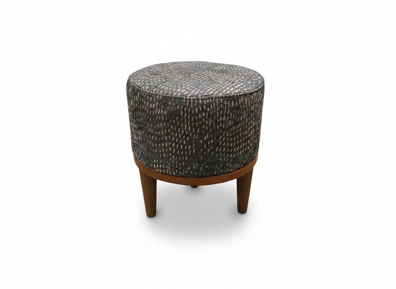 Gothic footstool, Handmade pouf stool, Modern hallway seat, Round shoe bench, Designer furniture, Solid wood chair, Bath organizer, RS 479