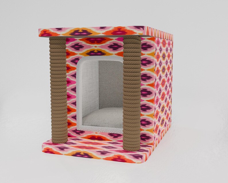 Pinky cat house, Cute design pet bed, Useful cat house, Upholstered pet house, Cat pillow, Cushioned cat house, Pet friendly material