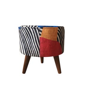 Vibrant color pouf, Zebra design bench, Corner footstool, Luxury furniture, Ottoman piano seat, Utility footrest, Poufy bed bench, RS 200