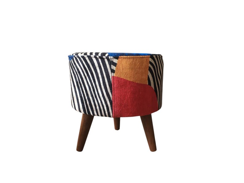 Vibrant color pouf, Zebra design bench, Corner footstool, Luxury furniture, Ottoman piano seat, Utility footrest, Poufy bed bench, RS 200
