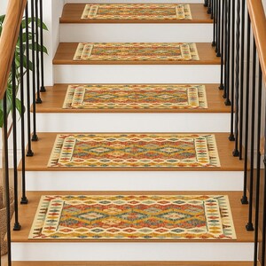 artistic rug decor, summer vibe mat, cozy stair rug, premium print rug, orange home decor, cute runner rug, soft stair mats, RS 300