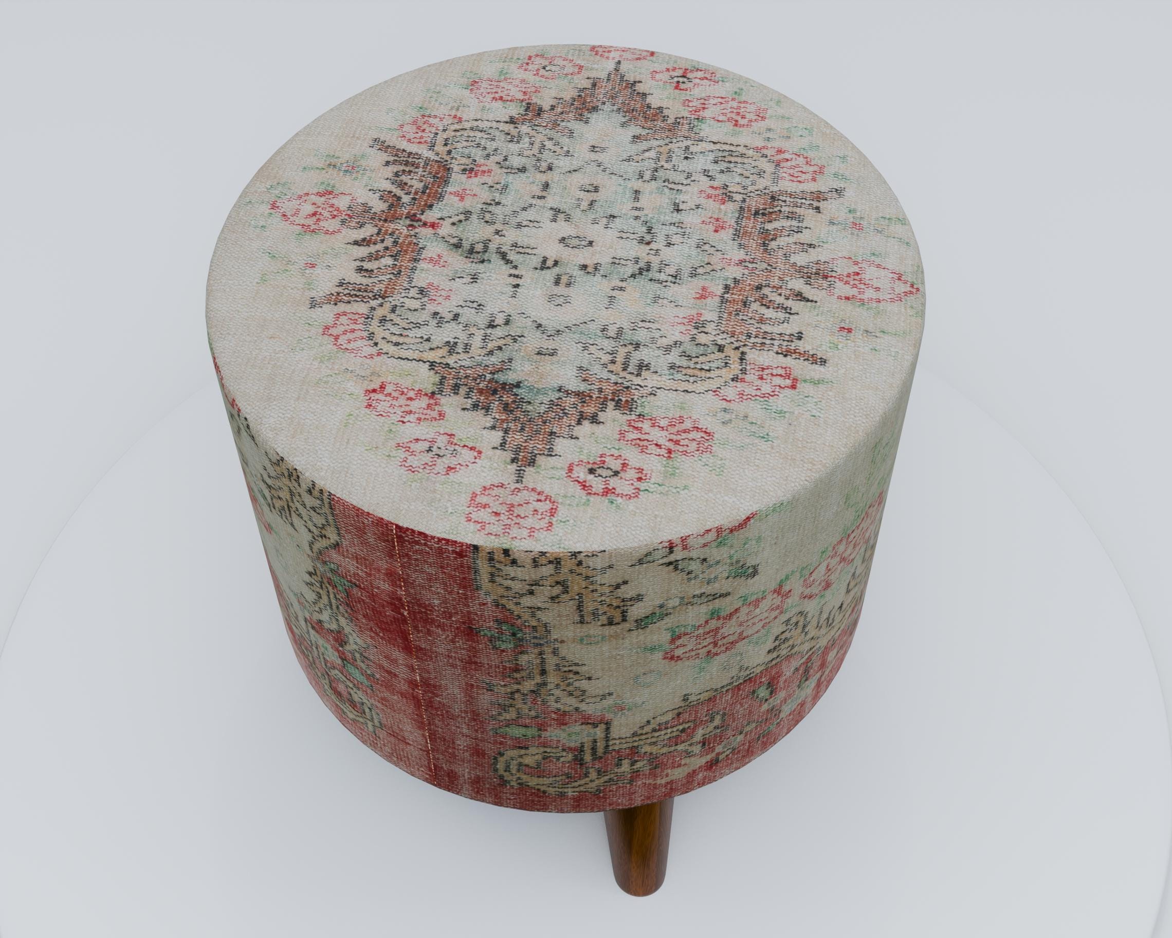 スツール オットマン 花柄ピンク