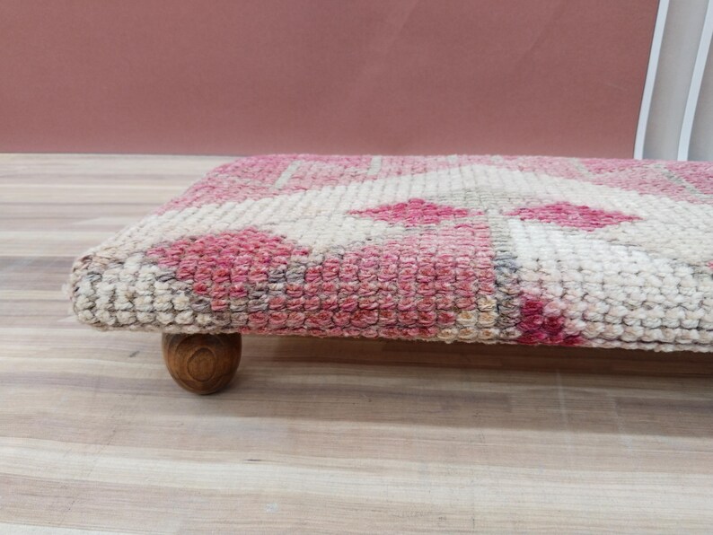 Handmade wooden bench, Kilim upholstered shoe organizer, Rustic storage ottoman, Entryway step stool, Mudroom shoe rack, RS Stepstool 59