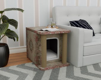 Mid century style pet bed, Trendy pet house, Compact pet house, Cozy hideaway, Luxury cat bed, Small pet furniture, Custom cat house