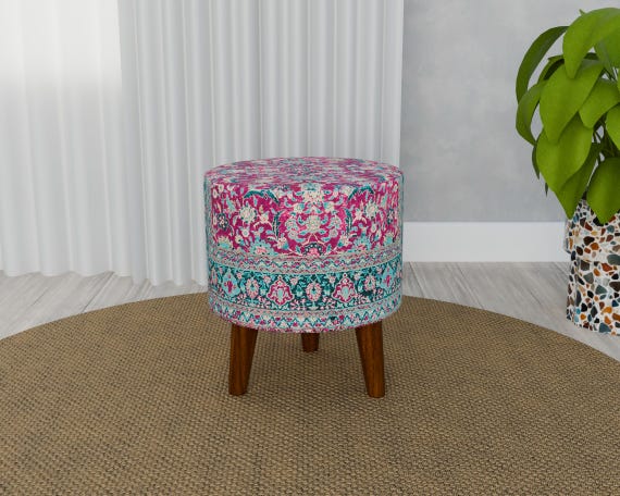 dressing table stool purple Dressing Table Stool, Soft Round Bench, Kilim Design Footstool, Lowseat  Bench, Purple Footstool, Round Pouf Ottoman Bench, RS 03-05
