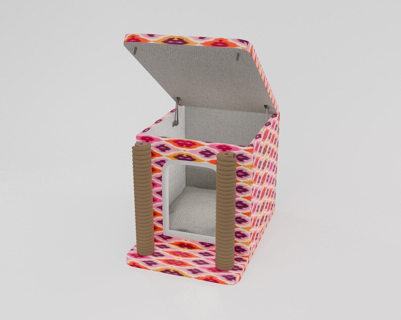 Pinky cat house, Cute design pet bed, Useful cat house, Upholstered pet house, Cat pillow, Cushioned cat house, Pet friendly material