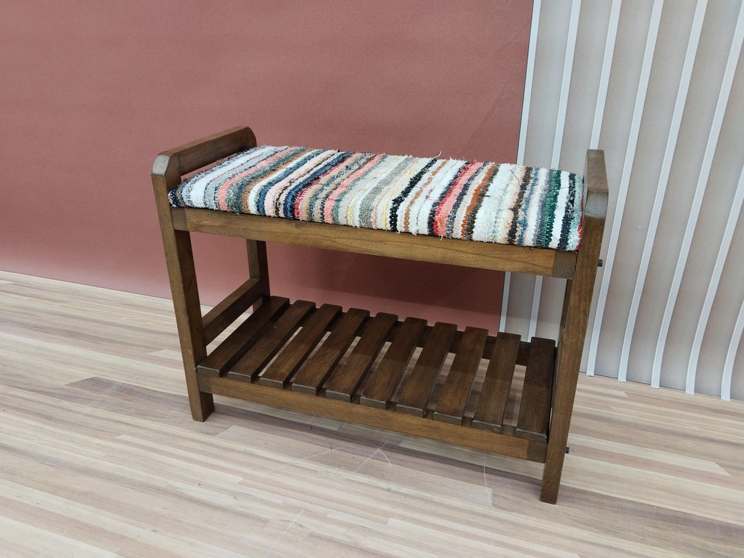 Shoe Rack Bench, Kilim Boot Bench, Bench With Stool, Storage Bench ...