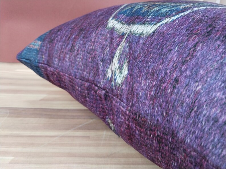 boho pillow cover, fabric cushion, couch pillow, purple pillow, decorative pillow, toss pillow, washable pillow, farmhouse pillow, RS 83
