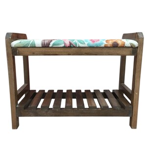 Cream Spring Garden Shoe Rack Bench | Narrow Entryway Shoe Storage | Boho Turkish Handmade