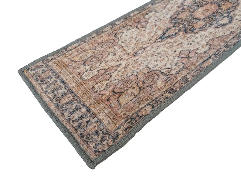 machine washable rug, stair treads mat, bohemian rug, easy to clean rug, washable runner rug, non slip rug, anti-slip stair rug, RS 446-0