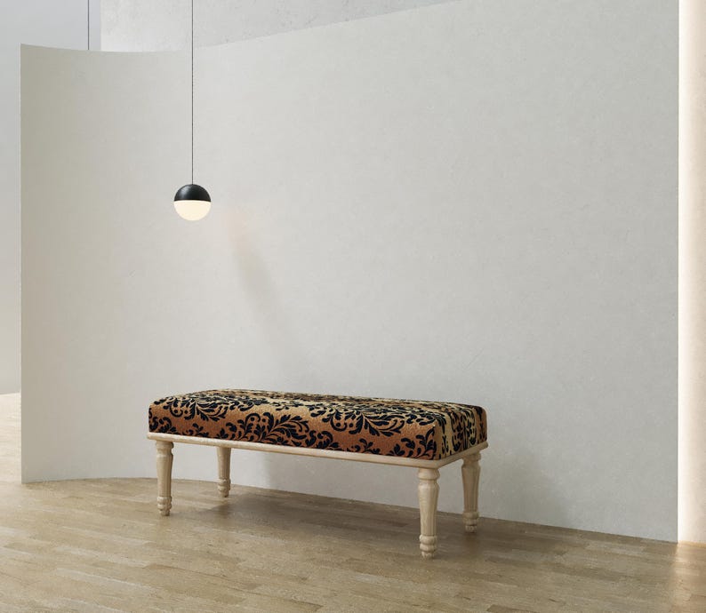 Unique home decor, Baroque furniture, Modern shoe bench, Saloon side table, End of bed bench, Ottoman piano bench, Regular footrest, RSB 393