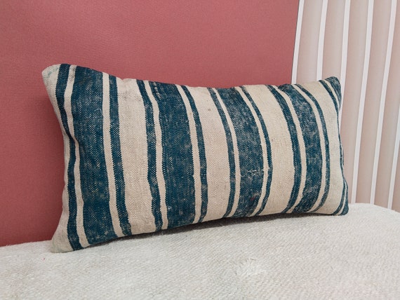 Pastel pillow cover, Handwoven pillow, Mudcloth pillow, Kilim rug pillow, 12x24 inches pillow, Wool pillow cover, Euro sham cover, 14
