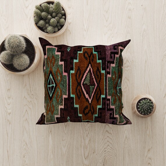 Throw Pillow Cover Primitive Pillow Ethnic Pillow Cover Ikat Pillow Lodge Pillow Saloon Pillow Chenille Pillow Boho Pillow R881 0 Etsy