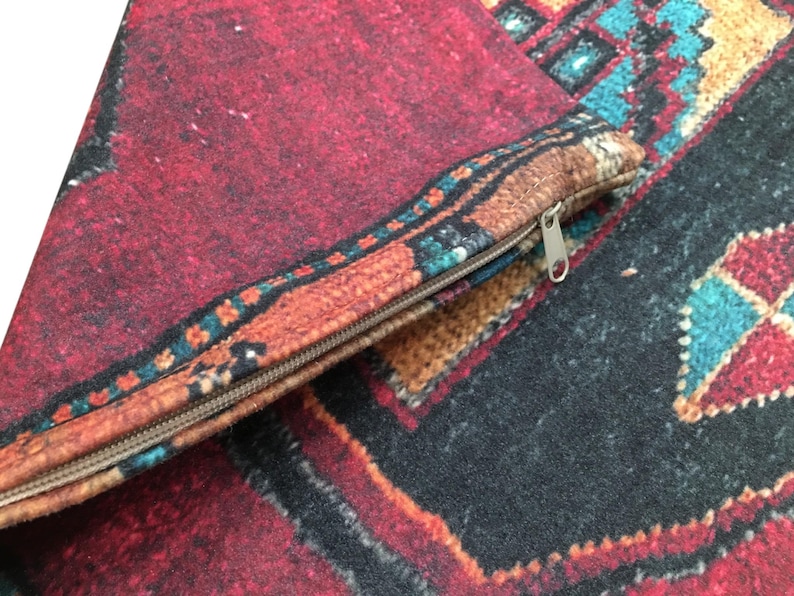oushak pillow cover, tribal pillow, primitive pillow, printed on fabric, anatolian pillow, red cushion, kilim pattern pillow, RS 959-0