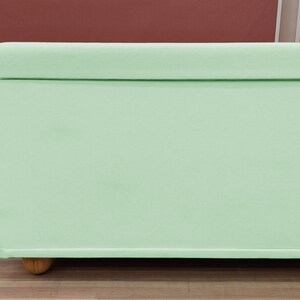 Mint green storage, Cottagecore bench, Calming home decor, Minimalist seating, Functional storage, Relaxing home accent, RS fabric 35