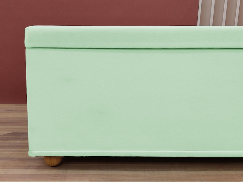 Mint green storage, Cottagecore bench, Calming home decor, Minimalist seating, Functional storage, Relaxing home accent, RS fabric 35