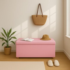 Nursery storage, Soft pink bench, Ottoman storage, Utility furniture, Handamde with love, Interior decor, Artistic seating, RS fabric 08