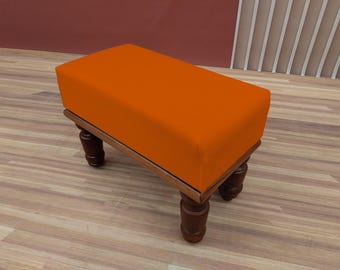 Terracotta footrest, Small ottoman pouf, Contemporary bench, Boho home decor, Gardening bench, Bench for indoor, 9x18x14" RSB fabric 34