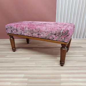 handmade bench, piano bench, hallway bench, entryway bench, ottoman bench, turkish rug upholstered bench, bohemian bench, 18x18x36&#39;&#39;, RSV 01