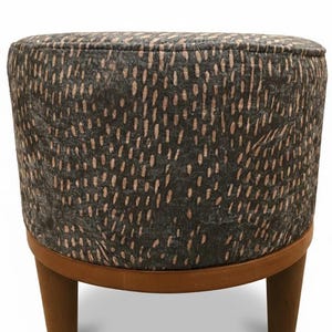 Gothic footstool, Handmade pouf stool, Modern hallway seat, Round shoe bench, Designer furniture, Solid wood chair, Bath organizer, RS 479