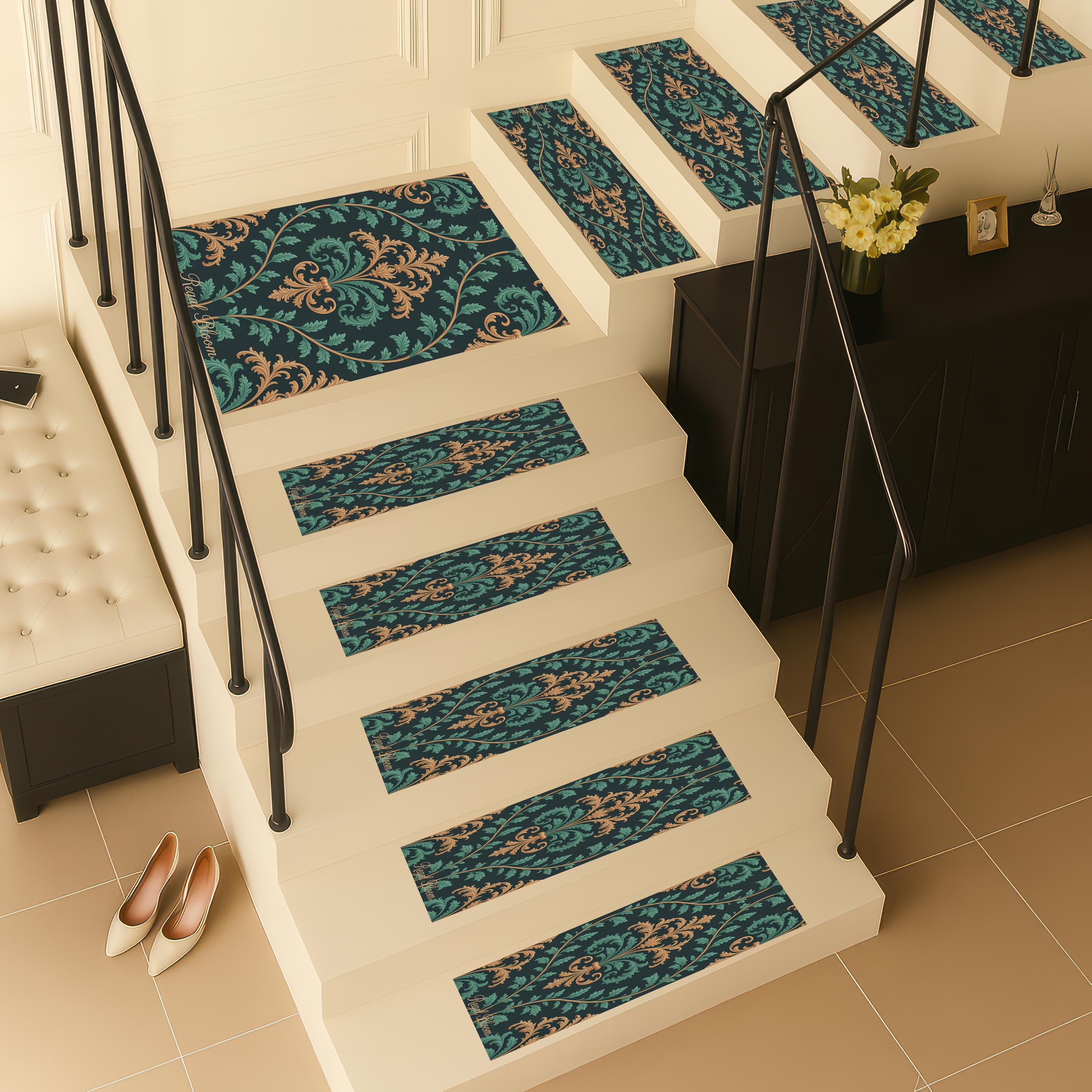 COSY HOMEER 4 stuks trapmatten, 70 x 22 cm, antislip trapmatten zelfklevend, wasbaar in de machine, 100% polyester, TPE-rug, ideaal voor kinderen, senioren en huisdieren, beige ruiten