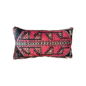 primitiv kudde, rött örngott, etnisk kudde, tygörngott, mönster på båda sidor, designerkudde, ländryggsörngott, R875-0