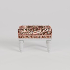 Tribal patterns stool, Floral print rug bench, Ottoman pouf, Oriental foot rest, Footstool for couch, Shoe rack, 9x18x14, RSB 9x18 755-00