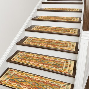 artistic rug decor, summer vibe mat, cozy stair rug, premium print rug, orange home decor, cute runner rug, soft stair mats, RS 300