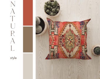 turkish pillow cover, fabric pillow, boho pillow, bolster pillow, printed pillow, sustainable pillow, cozy retro pillow cases, RS 78