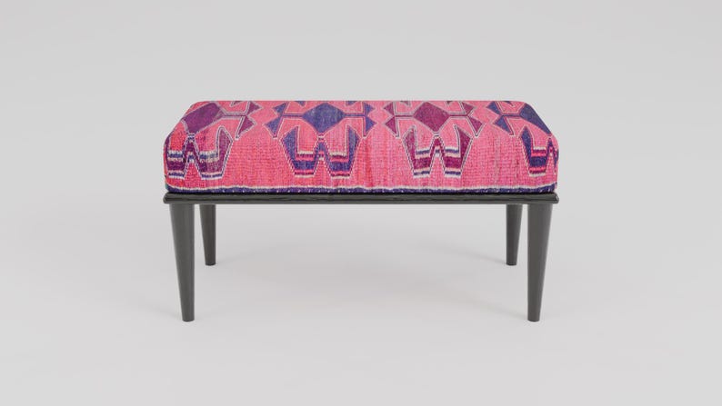 Pink makeup chair, Chic outdoor bench, Ottoman vanity stool, Handmade bench, Decorative pouf, Scandinavian stool, Bedroom soft bench, RSB 99