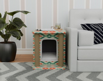 Diy cat house, Feral pet house, Warm cat bed, Insulated cat house, Cat scratcher, Cat cave bed, Chenille cat cave, Pet furniture, Cat Condo