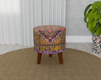 Farmhouse footstool, Stylis ottoman stool, Turkish pouf, Cozy ottoman, Make up bench, Boho chic style pouf, Livngroom stool, RS 14-01