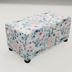 Bench with flowers pattern, Unique design storage bench, Saloon bench, Bedroom bench, Kitchen bench, Ottoman storage, Bright bench RS 193