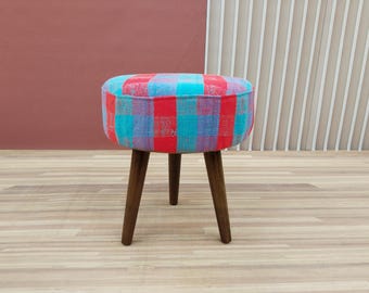 Taburete redondo hecho a mano, Taburete de maquillaje, Taburete de tocador, Taburete reposapiés, Taburete de dormitorio, Taburete de salón, Taburete para sentarse, Taburete decorativo, RSY 01