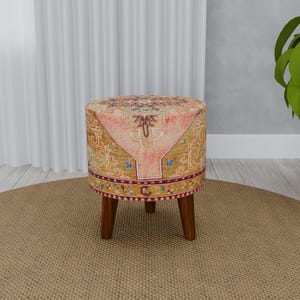 Vintage style bench, Ottoman round pouf, Glamory footstool, Retro shoe stool, Rustic kitchen chair, High end furniture, Cozy decor, RS 09-01