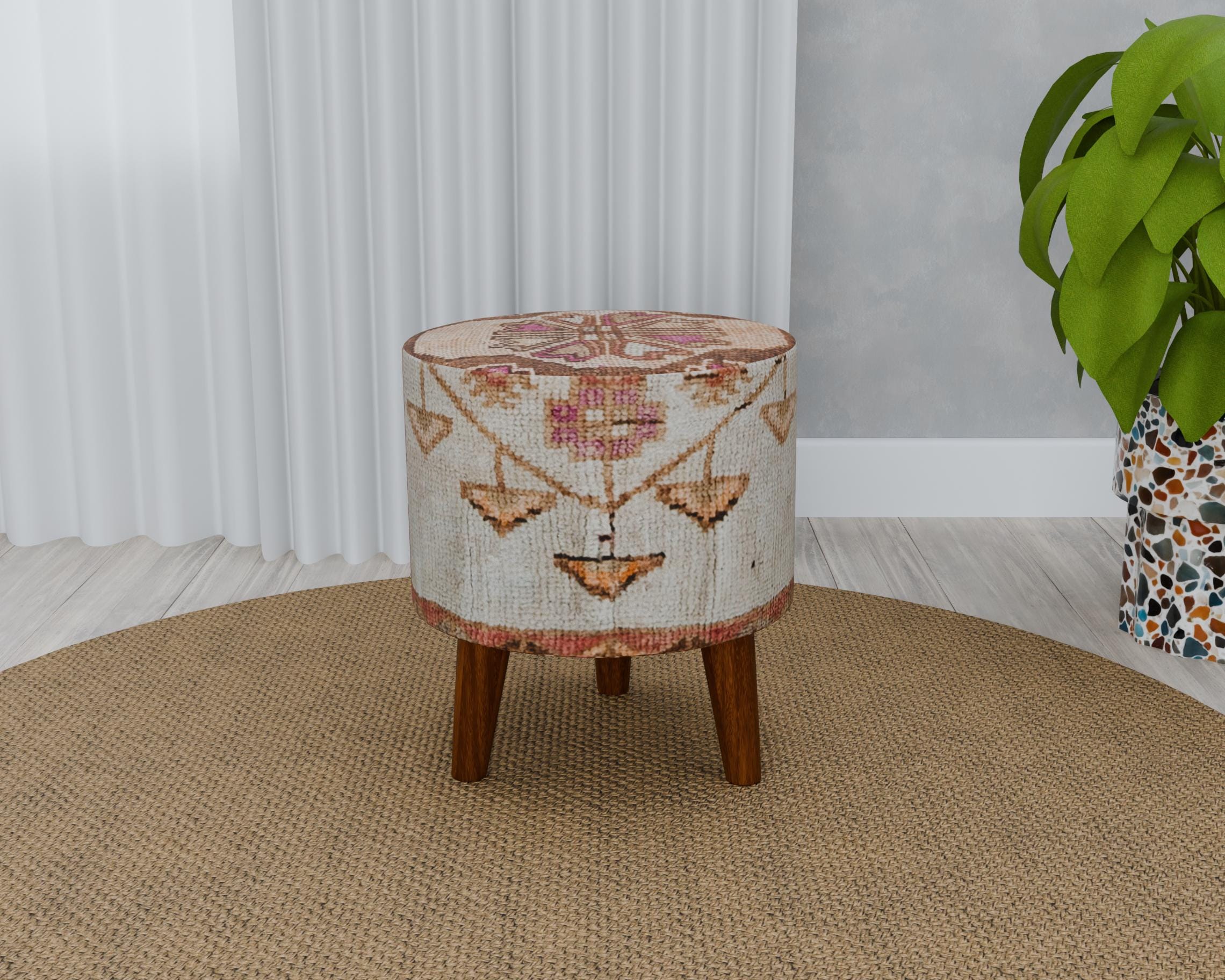 フットスツール カーブソファテールスツール ラムベルベット靴交換