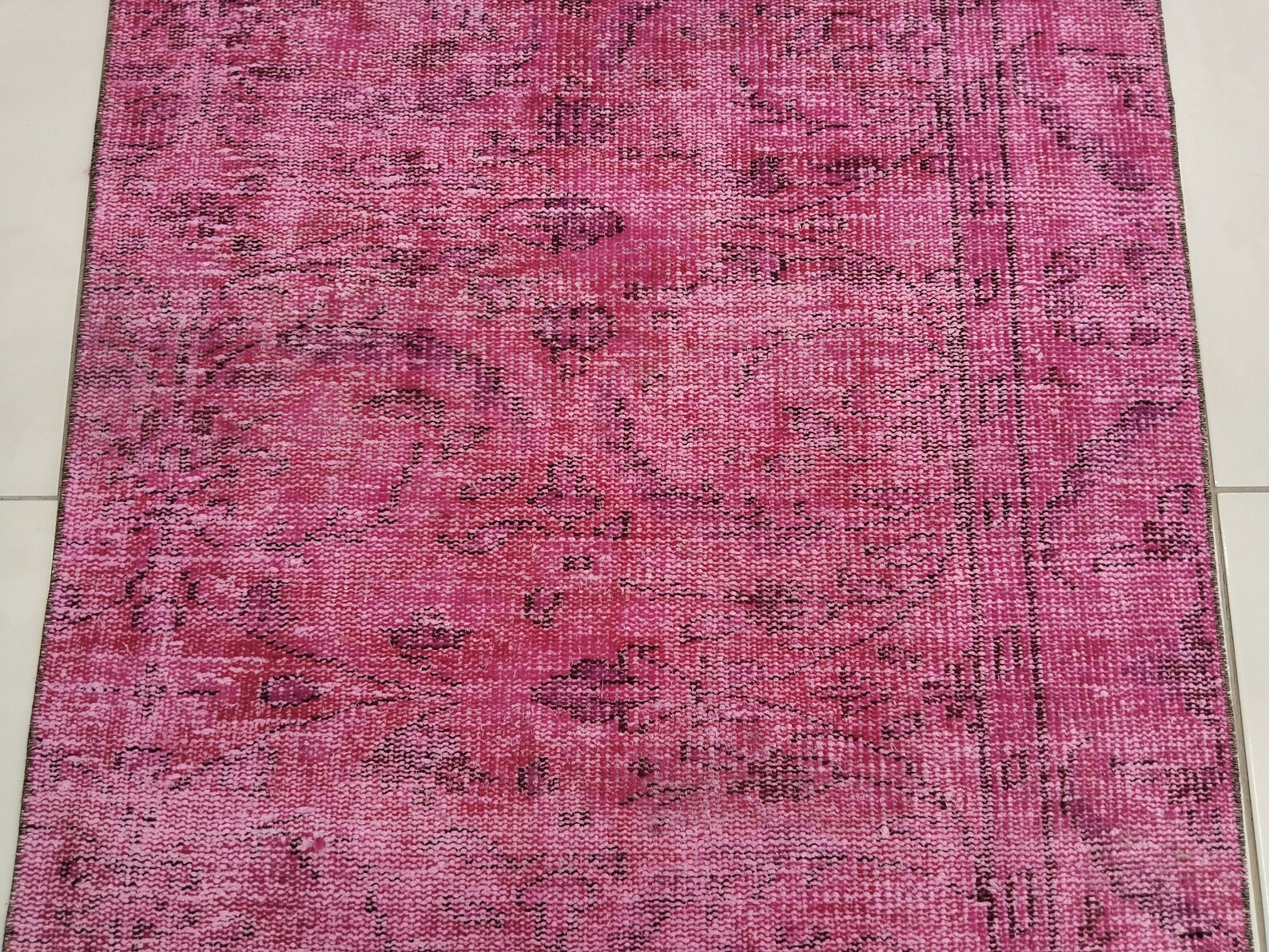 Hot Pink Rug, Soft Wool Rug, Vintage Rug, Ikat Rug, Handmade Rug, Over ...