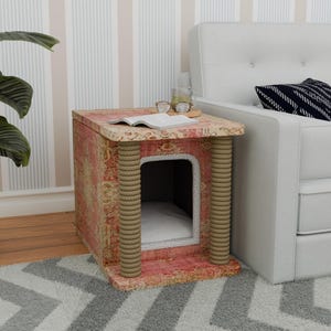 Casa para gatos de estilo vintage, regalo para mamá gata, productos para mascotas, decoración funcional del hogar, cama práctica para gatos, casa para gatos estilo boho, casa para gatos hecha a mano, refugio para gatos
