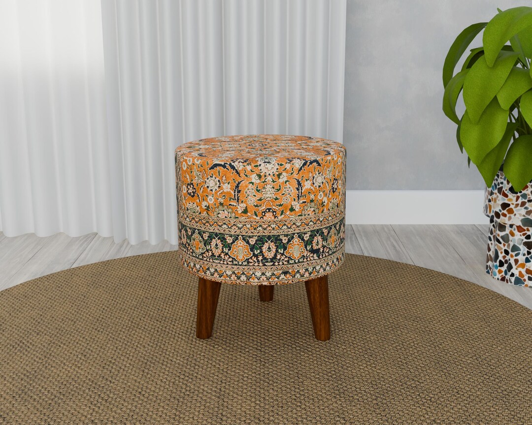 Staircases Bench, Cozy Ottoman, Orange Print Footstool, Circle Footstool,  Colorful Ottoman Bench, Retro Print Bench Stool, RS 03-03 - Etsy, image size:1080x864