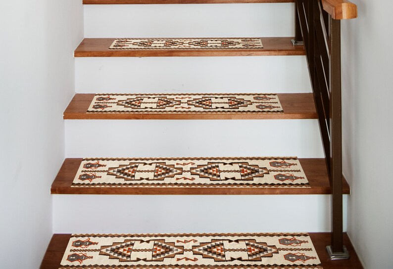 oushak runner rug, non slip stair rug, easy to clean rug, stepping mat set, ethnic rug, herki rug print, stairway rug, home decor rug