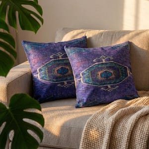 boho pillow cover, fabric cushion, couch pillow, purple pillow, decorative pillow, toss pillow, washable pillow, farmhouse pillow, RS 83