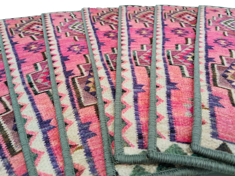 stair protector, pink runner rug, oriental rug, stair treads rug, non slip rug, ethnic rug, stair treads runner, soft runner, boho rug, RS66