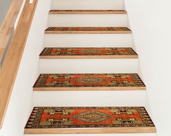 soft stair rug, treads runner rug, traditional rug, oushak rug mat, stepping layer, easy to clean, non slip runner mat, rustic rug, RS 110