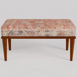 Oushak rug pattern bench, Piano bench, Handmade ottoman, Decorative bench, Entry bench, Shoe bench, End of bed bench, Rustic bench, RSB 57