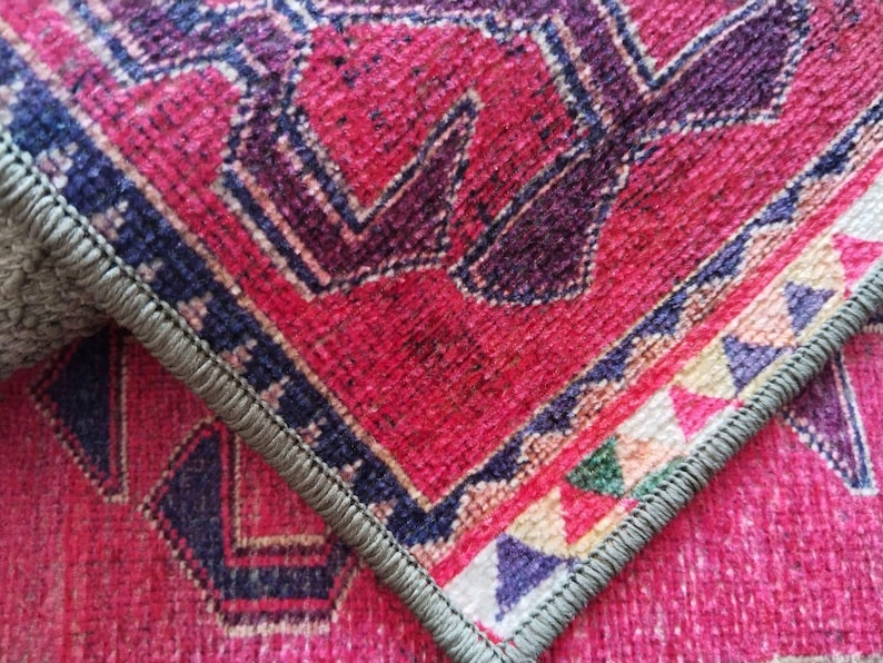 soft stair rug, handmade runner rug, stair mat rug, non slip step mat, vintage print, eco friendly rug, bohemian rug, mini oushak rug, RS 99