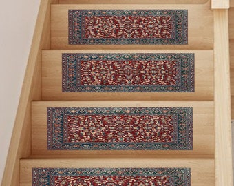 stair mat, step rug, non-slip runner rug, washable runner rug, stairs runner rug, decorative runner rug, rustic runner rug, RS 3-7