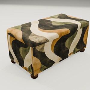 Retro Earth Tone Wavy Storage Bench | End Of Bed Ottoman, RS 190